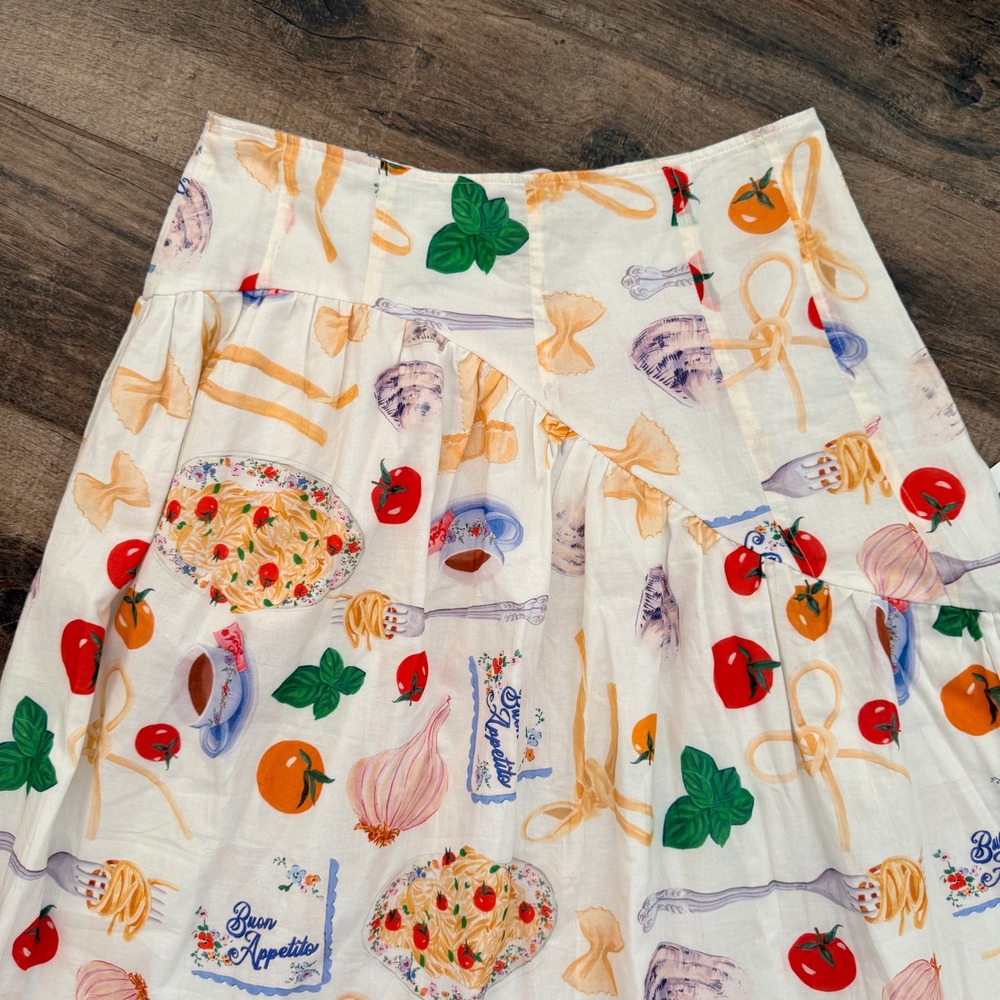 Lisa Says Gah Maeve Buon Appetito Midi Skirt, Ivory,XL (New) - Picture 4 of 14